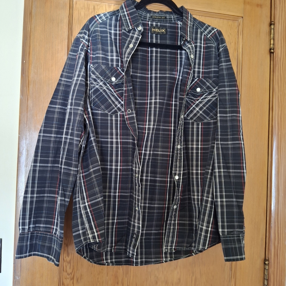 Helix Black and Red Plaid Shirt